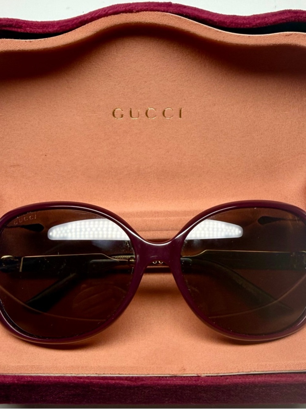 Gucci GG0076S 003 Tortoise Brown/Gold Sunglasses – Brown Lens - Picture 1 of 7